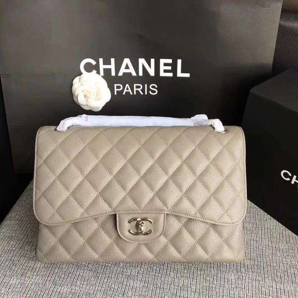 Chanel Flap Shoulder Bags Grey Original Calfskin Leather CF1113 Silver HY3653tQ92