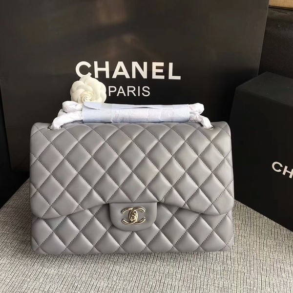 Chanel Flap Shoulder Bags Grey Original Lambskin Leather CF1113 Silver HY26170ki86