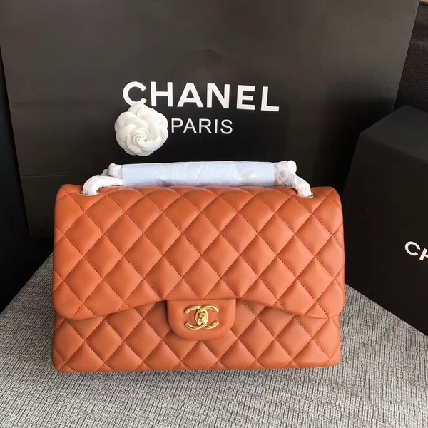 Chanel Flap Shoulder Bags Orange Original Lambskin Leather CF1113 Glod HY13660lU52