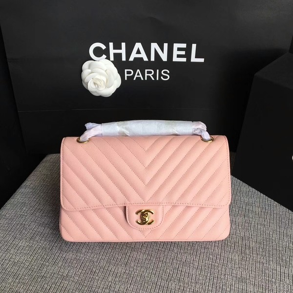 Chanel Flap Shoulder Bags Pink Original Calfskin Leather CF1112 Gold HY17951VF54
