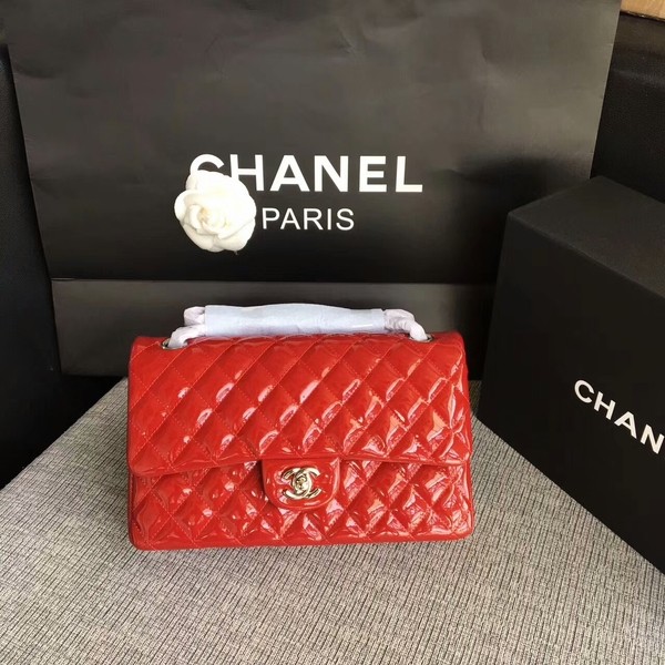 Chanel Flap Shoulder Bags Red Original Patent Leather CF1112 Silver HY971Cw85