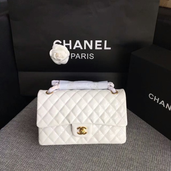 Chanel Flap Shoulder Bags White Original Patent Leather CF1112 Gold HY18947gN72