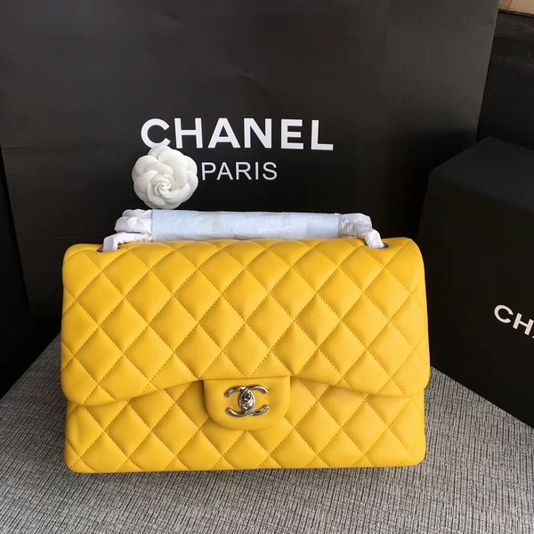 Chanel Flap Shoulder Bags Yellow Original Lambskin Leather CF1113 Silver HY21760KX86