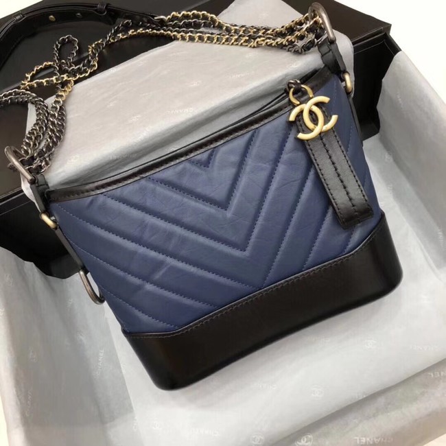 CHANEL GABRIELLE Original leather Hobo Bag A93841 blue&black HY542xh67