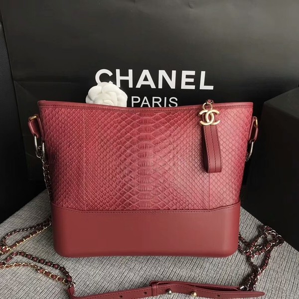 Chanel Gabrielle Shoulder Bag Original Python Leather A93842 Marroon HY17637bT70