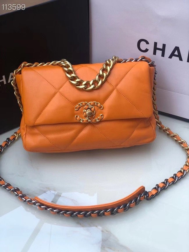 CHANEL Lambskin 19 Flap Bag AS1160 orange HY18530TV86