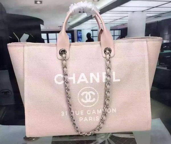 Chanel Large Canvas Tote Shopping Bag A1679 Pink HY681pB23
