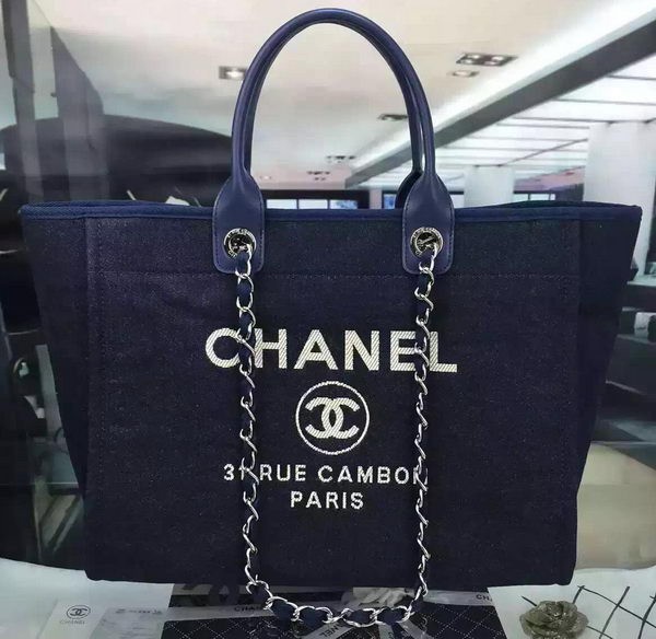 Chanel Large Canvas Tote Shopping Bag A1679 Royal HY5127su78