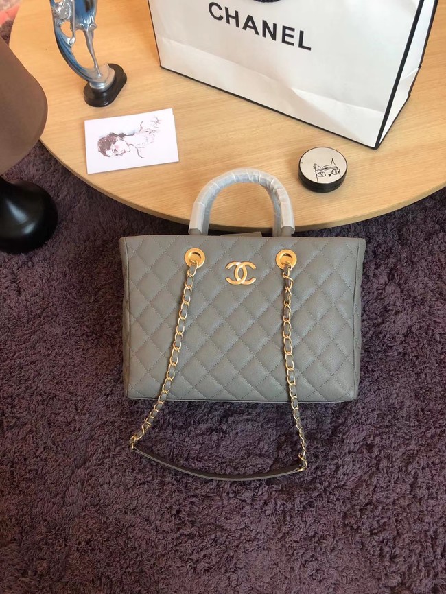 Chanel large shopping bag Calfskin & Gold-Tone Metal A57974 grey HY11059bm74