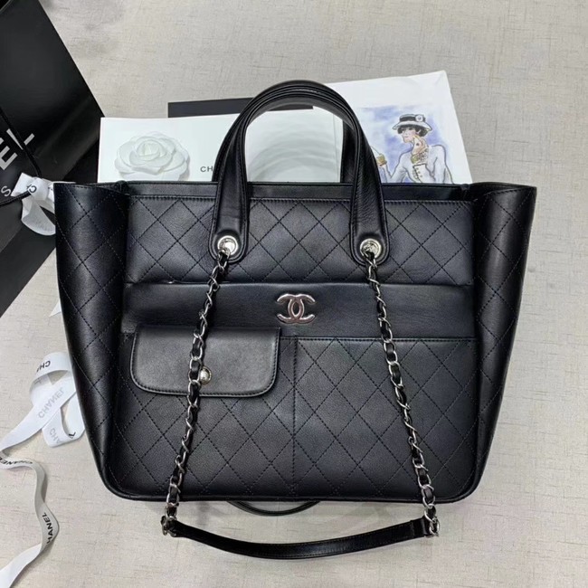 CHANEL Large zip shopping bag AS1300 black HY1224uZ84
