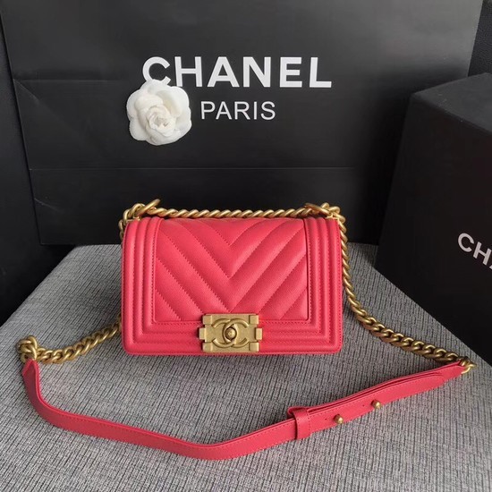 Chanel Le Boy Flap Shoulder Bag Original Caviar Leather P67085 rose Gold Buckle HY17172su78