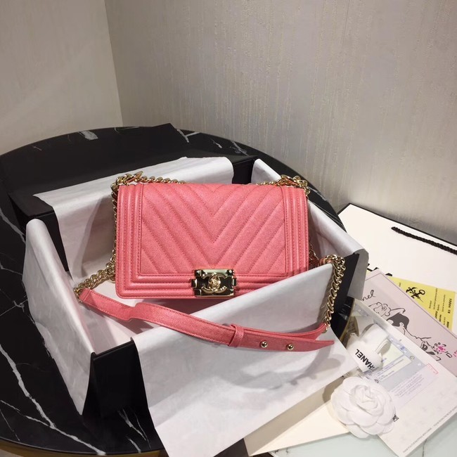Chanel Le Boy Flap Shoulder Bag Original Leather Pink V67086 Gold HY23161nV16