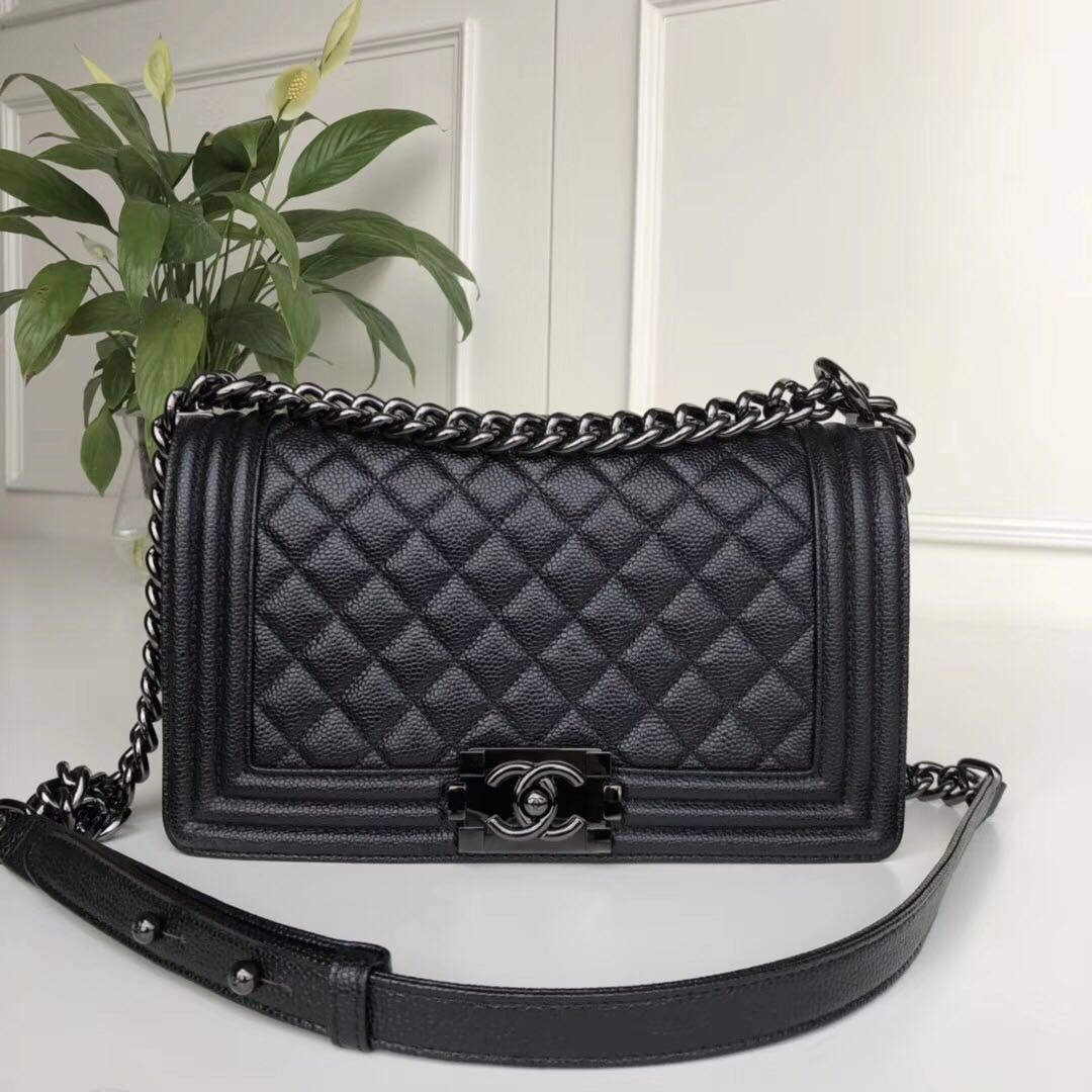 Chanel Leboy Original Calfskin leather Shoulder Bag A67086 black & gun-Tone Metal HY4884MO84