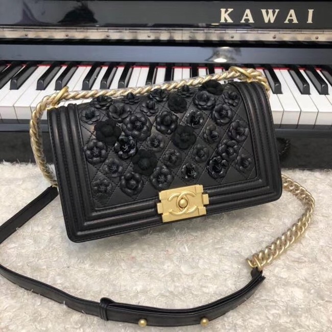 Chanel Leboy Original Calfskin leather Shoulder Bag E67086 black & Gold-Tone Metal HY293iv85