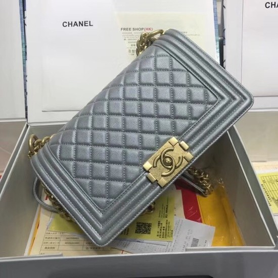 Chanel Leboy Original caviar leather Shoulder Bag A67086 silver gold chain HY25765lk46