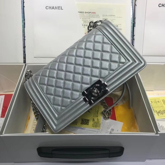 Chanel Leboy Original caviar leather Shoulder Bag A67086 silver silver chain HY23275TV86