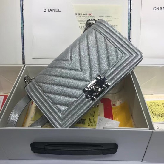 Chanel Leboy Original caviar leather Shoulder Bag V67086 silver silver chain HY2324zS17