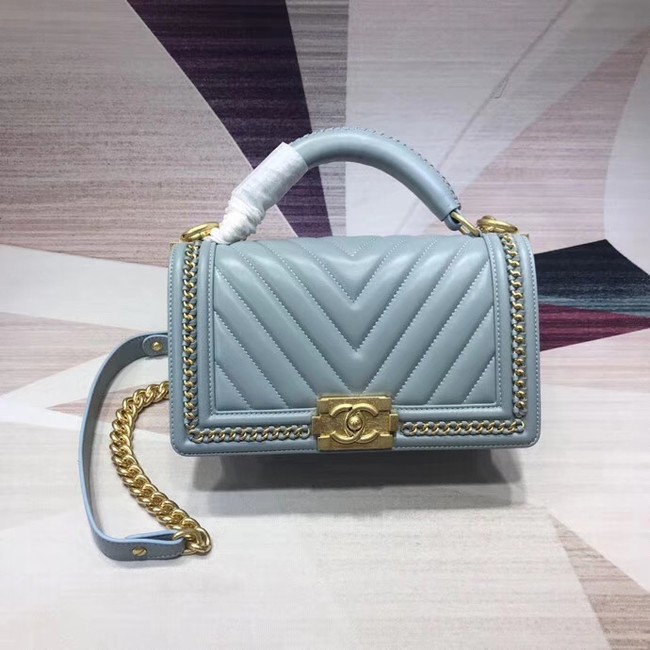 Chanel Leboy Original leather Shoulder Bag V67086 light blue & gold -Tone Metal HY15946NP24