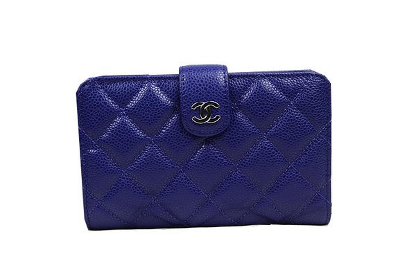 Chanel Matelasse Bi-Fold Wallet Original Cannage Pattern Leater CHA48667 Blue HY7801FT35