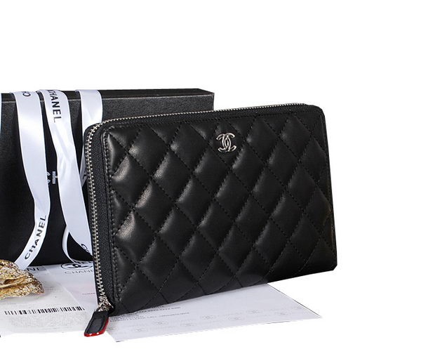 Chanel Matelasse Original Leather Zip Around Wallet A48982 Black HY29nQ90