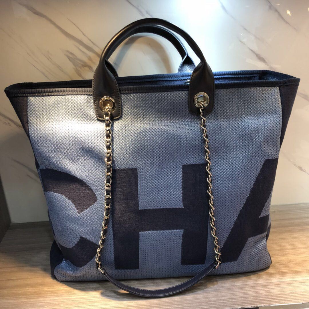Chanel Medium Canvas Tote Shopping Bag 55699 blue HY16039Zf62