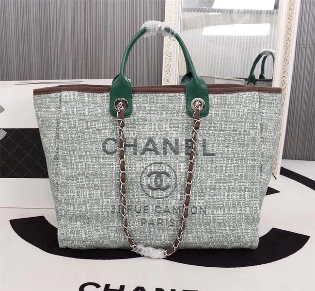 Chanel Medium Canvas Tote Shopping Bag 8099 green HY21174Yv36