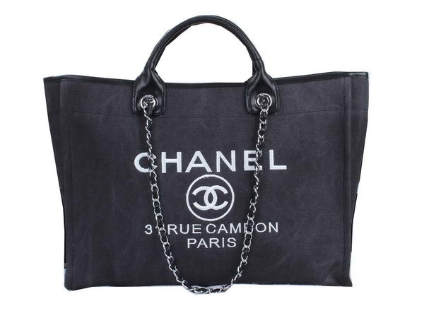 Chanel Medium Canvas Tote Shopping Bag A02042 Black HY19068vX95