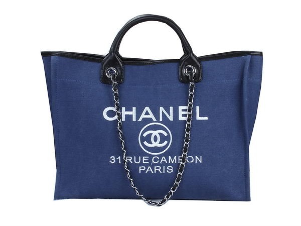 Chanel Medium Canvas Tote Shopping Bag A02042 Blue HY26242yj81