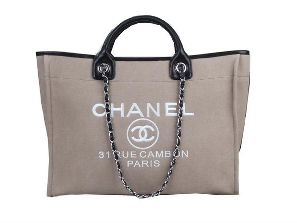 Chanel Medium Canvas Tote Shopping Bag A02042 Khaki HY26569Gw67