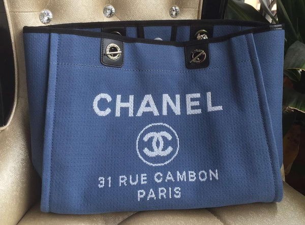 Chanel Medium Canvas Tote Shopping Bag A1679M Blue HY15204Yo25