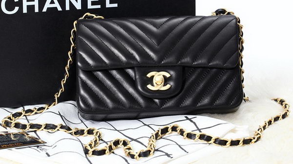 Chanel mini Classic Flap Bag Original Sheepskin Chevron Leather CHA1116 Black HY13399EB28