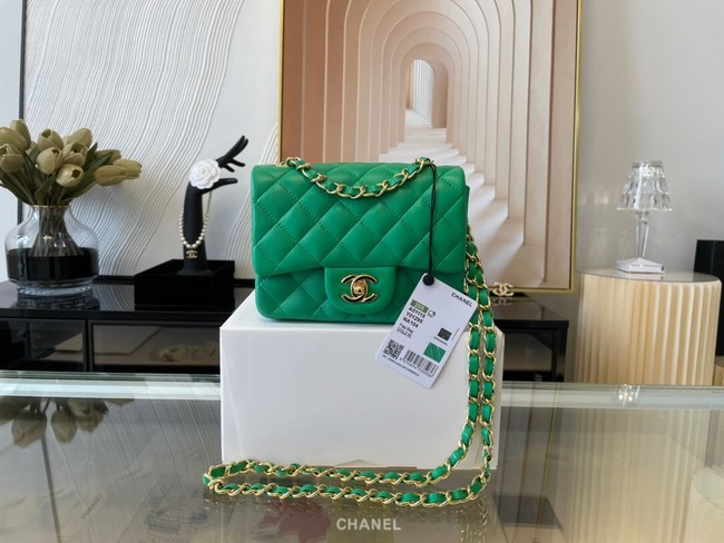 Chanel MINI Flap Bag Original Sheepskin Leather 1115 green HY25362xh67