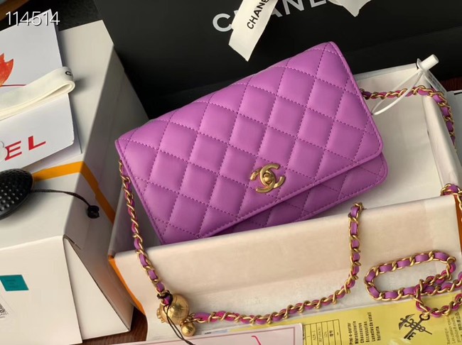 Chanel MINI Flap Bag Original Sheepskin Leather 33814 Lavender HY19954KX22