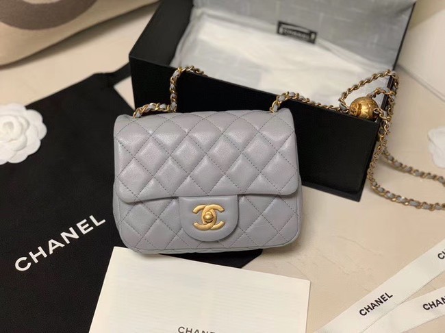 Chanel MINI Flap Bag Original Sheepskin Leather AS1786 Light grey HY3730nS91
