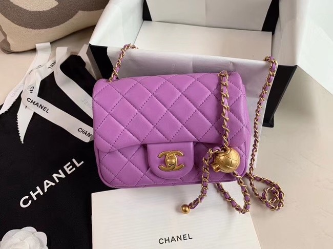 Chanel MINI Flap Bag Original Sheepskin Leather AS1786 purple HY18464Kf26