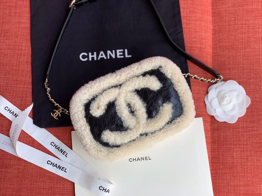 Chanel Origianl Leather Shoulder Wool Bag CC87526 Black HY17478Mc61