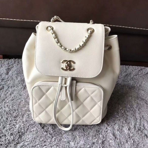 Chanel Original Calfskin Leather Backpack CHA2589 White HY9403cP15