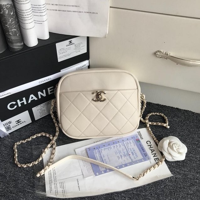 Chanel Original Calfskin Leather Camera Case AS0137 White HY5689Kf26
