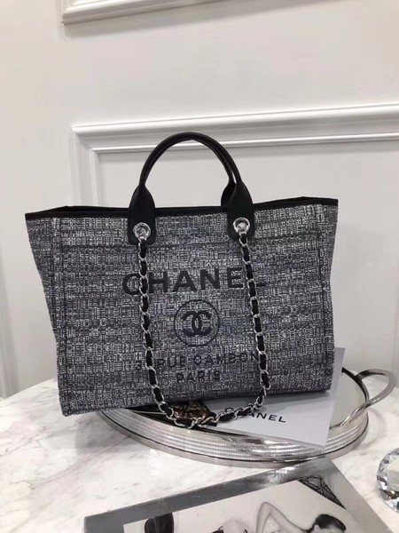 Chanel Original Canvas Leather Tote Shopping Bag 92298 Black HY2916vm49