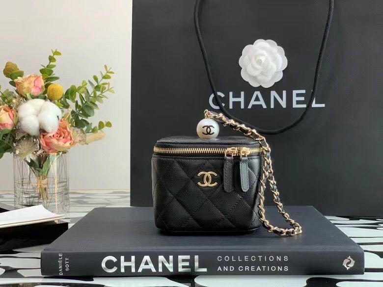 Chanel Original Caviar Leather Cosmetic Bag AP2195 Black HY3697Dq89