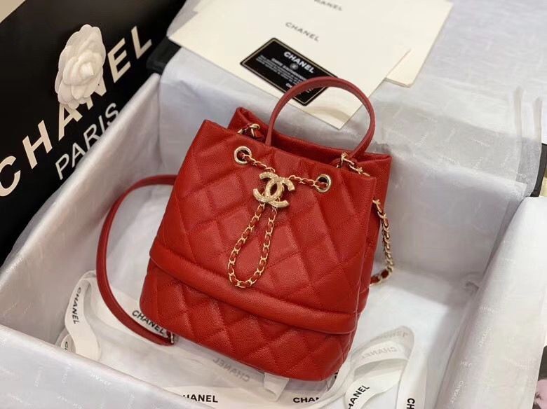Chanel Original Caviar Leather Sac Hobo Bag 0894 Red HY21979Gh26