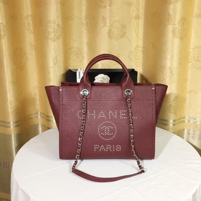 Chanel Original Caviar Leather Tote Shopping Bag 92565 red HY8938qB82