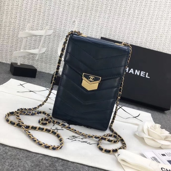 Chanel Original Clutch with Chain A81226 Calfskin & Gold-Tone Metal A81226 dark blue HY6171uT54