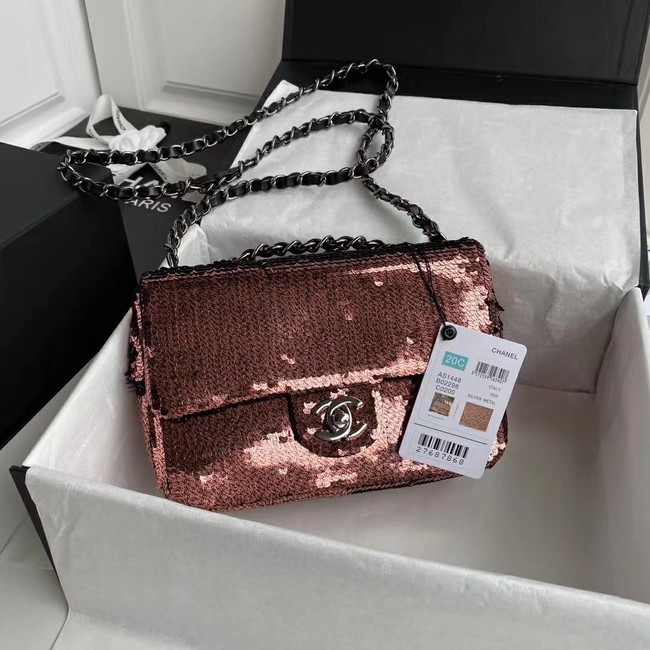 Chanel Original flap bag Sequins&sheepskin AS1448 Burgundy HY16137wn15