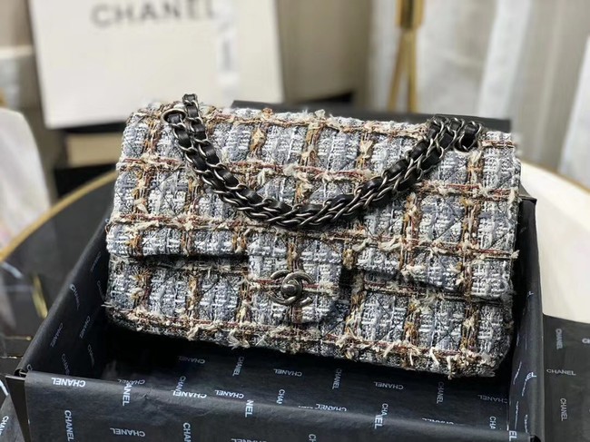 Chanel Original flap bag Twill soft A01112 grey HY17848Bw85