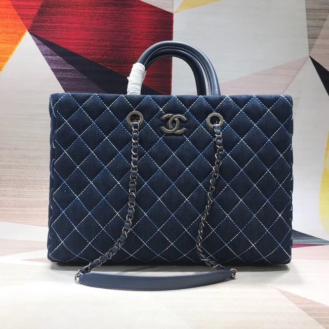 Chanel Original large shopping bag Grained Calfskin A98127 blue HY7295Jz48