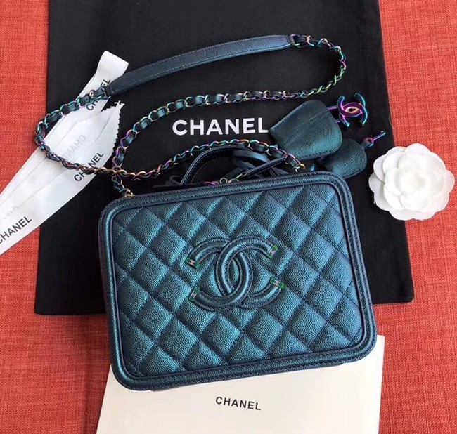 Chanel Original Leather Cosmetic Bag A93343 Blue HY5028ta99