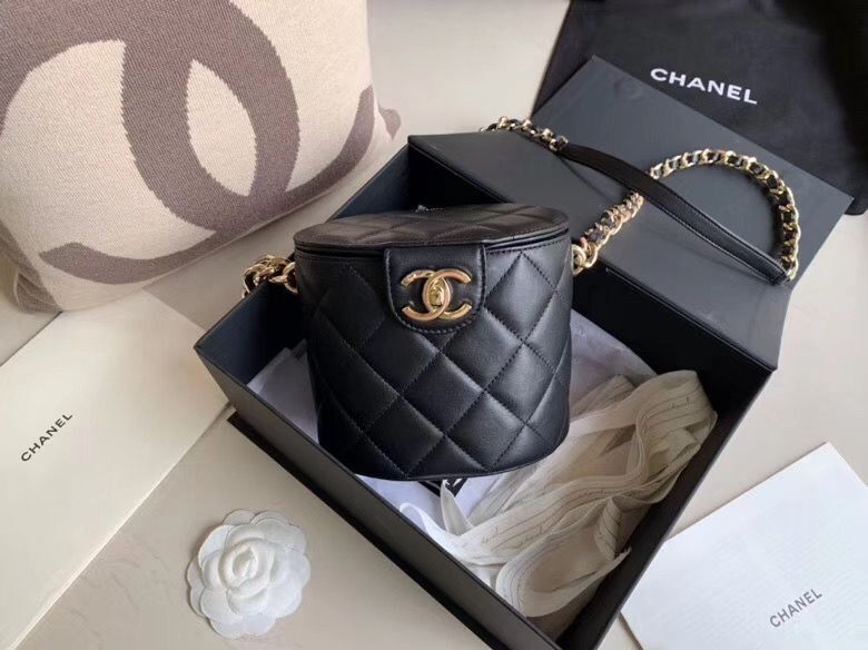 Chanel Original Leather Cosmetic Bag Resin Chain Bag C63298 Black HY21056NP24