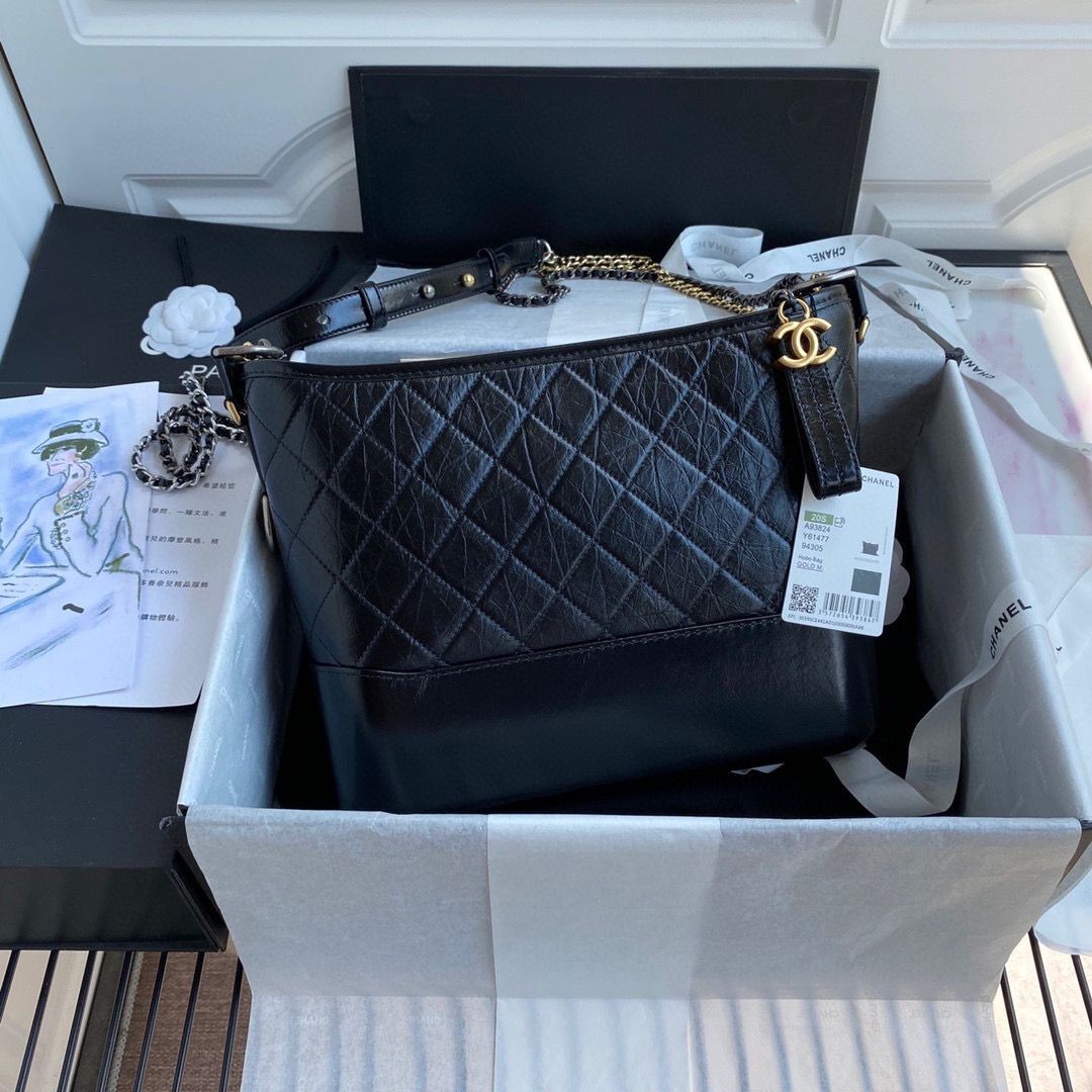 Chanel Original Leather Gabrielle Hobo Bag A93824 Black HY21258vX95