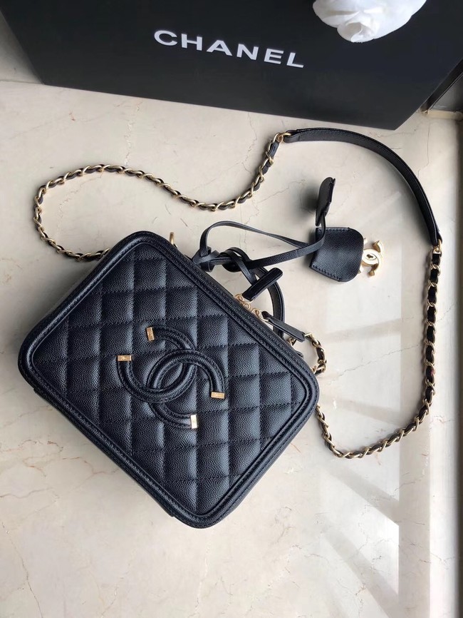Chanel Original Leather Medium Cosmetic Bag 93443 Black HY24926qM91